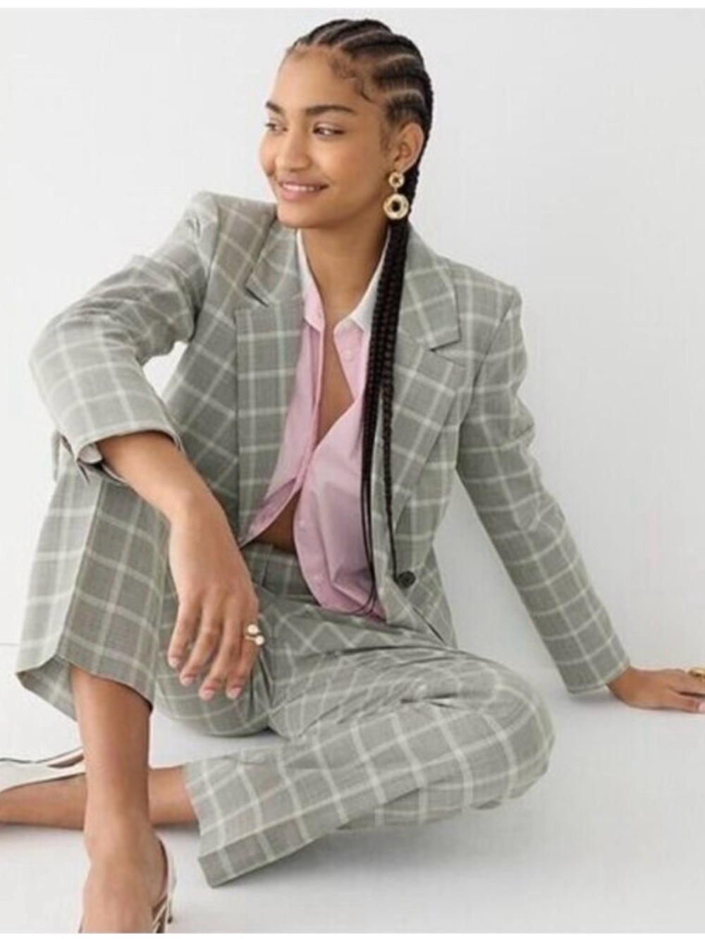 NWT J Crew Retail Kate Straight Leg Pant in Stretch Wool Blend. Ivory/Green Sz14